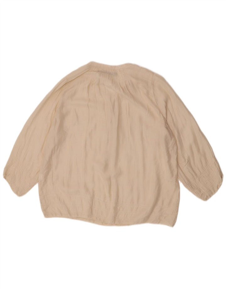 Zara Womens 3/4 Sleeve Blouse Top UK 14 Medium Off White