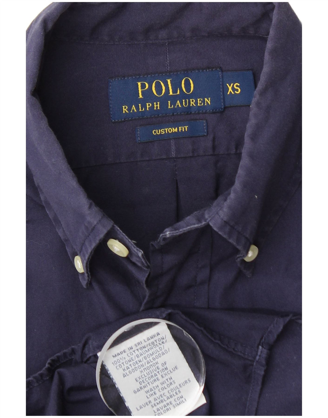 POLO RALPH LAUREN Mens Custom Fit Shirt XS Navy Blue Cotton