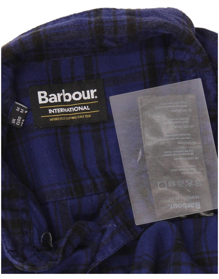 Barbour Mens Flannel Shirt Medium Blue Check Cotton