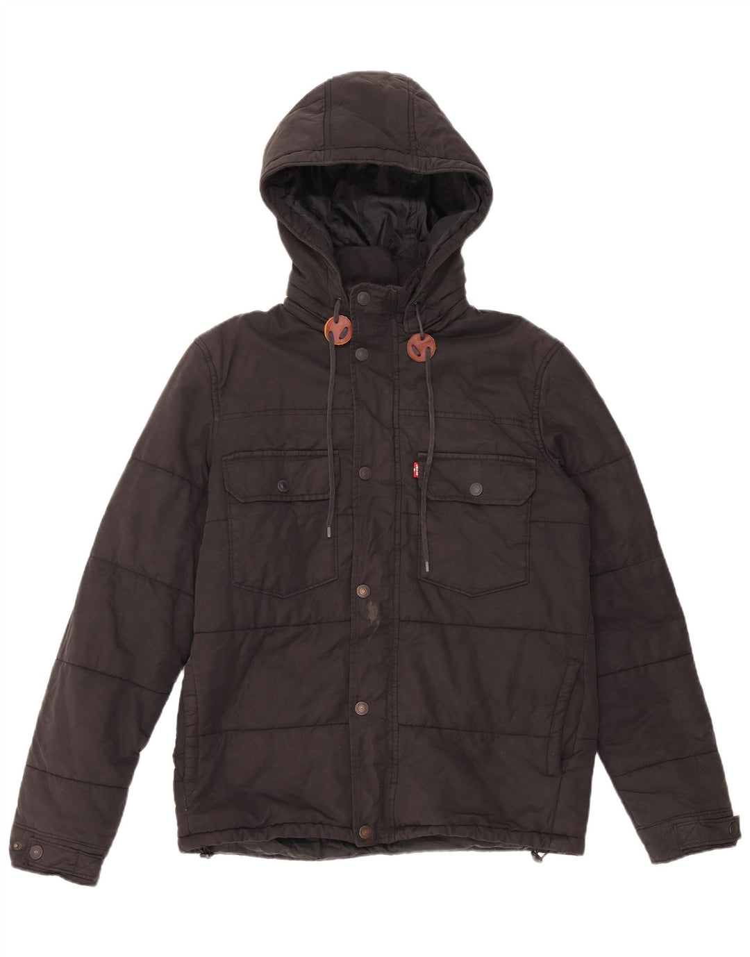 Levi's Mens Hooded Padded Jacket UK 38 Medium Black Cotton