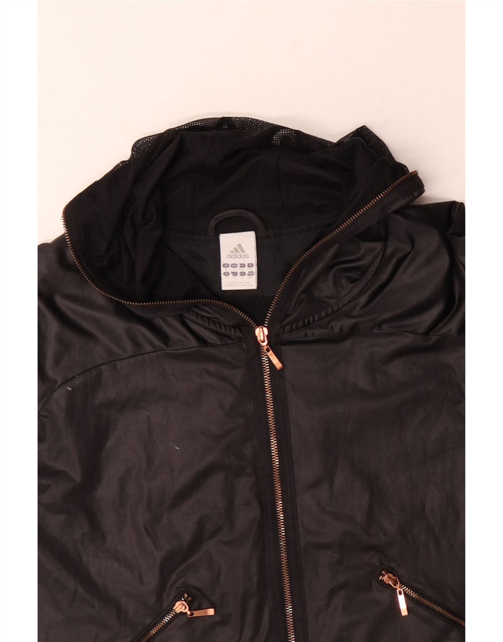 ADIDAS Womens Hooded Rain Jacket UK 10 Small Black Polyester