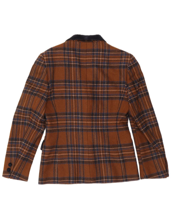 Misstwidd Womens 3 Button Blazer Jacket IT 42 Medium Brown Plaid Wool