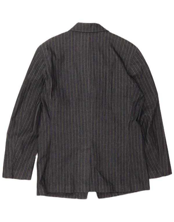 Zara Mens Blazer Jacket UK 38 Medium Grey Striped Cotton