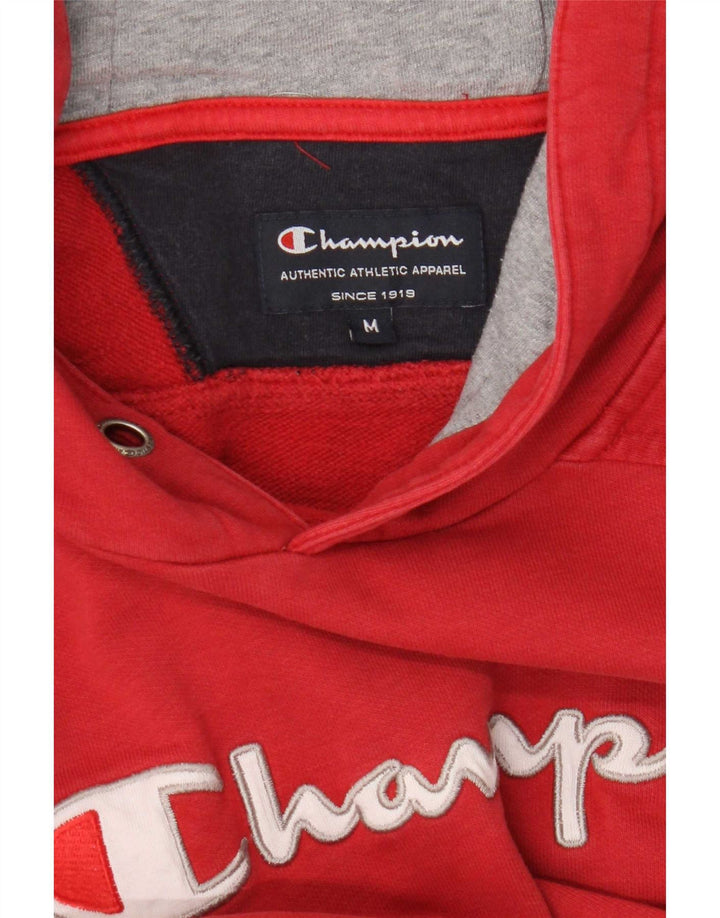 Champion Mens Graphic Hoodie Jumper Medium Red Colourblock