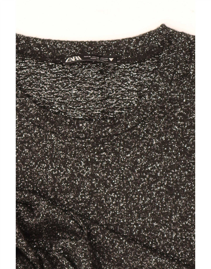 Zara Womens Top Long Sleeve UK 12 Medium Black