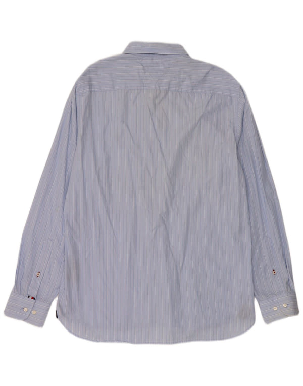 Tommy Hilfiger Mens Regular Fit Shirt Large Blue Pinstripe Cotton