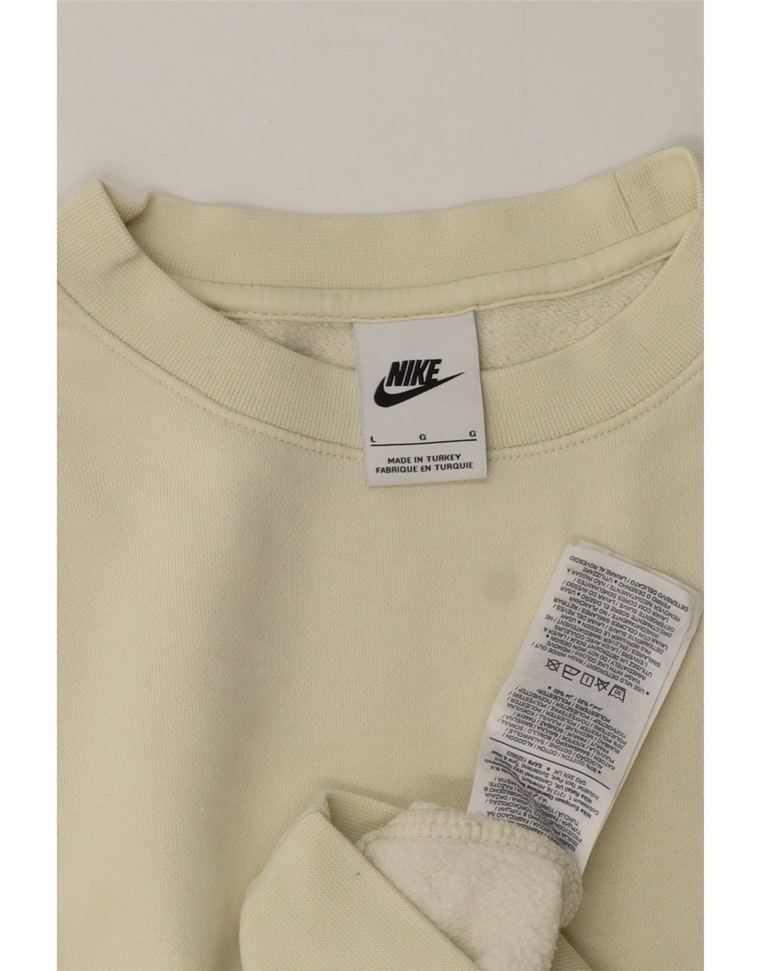Nike Mens Sweatshirt Jumper Large Off White Cotton