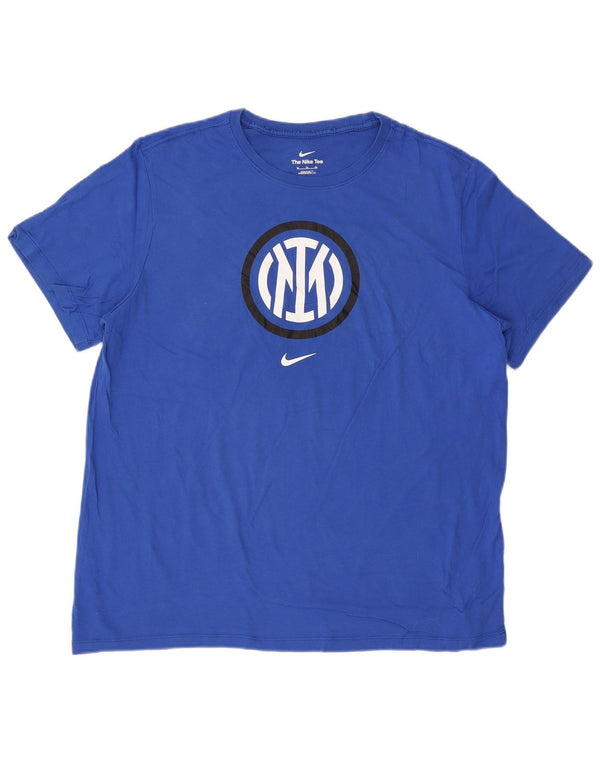 NIKE Mens Inter Milan Graphic T-Shirt Top XL Blue Cotton