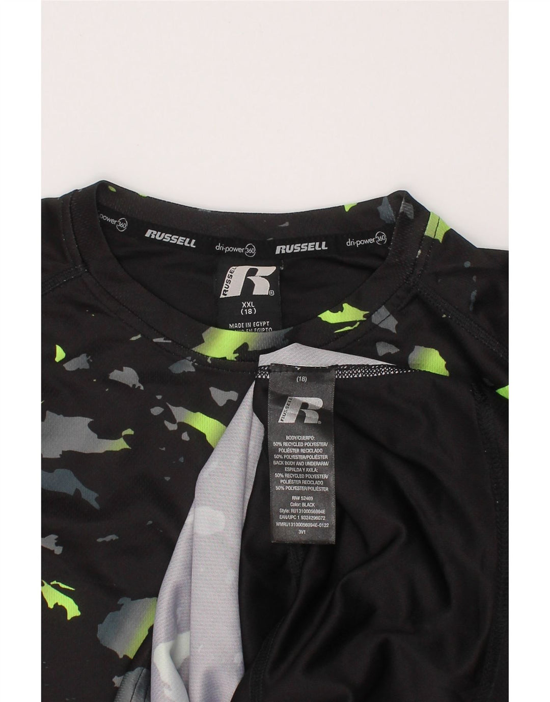 RUSSELL ATHLETIC Boys Dri-Power T-Shirt Top 15-16 Years 2XL Black