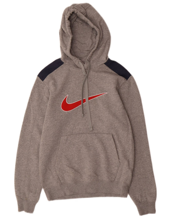 Nike Mens Graphic Hoodie Jumper XS Grey Colourblock Cotton