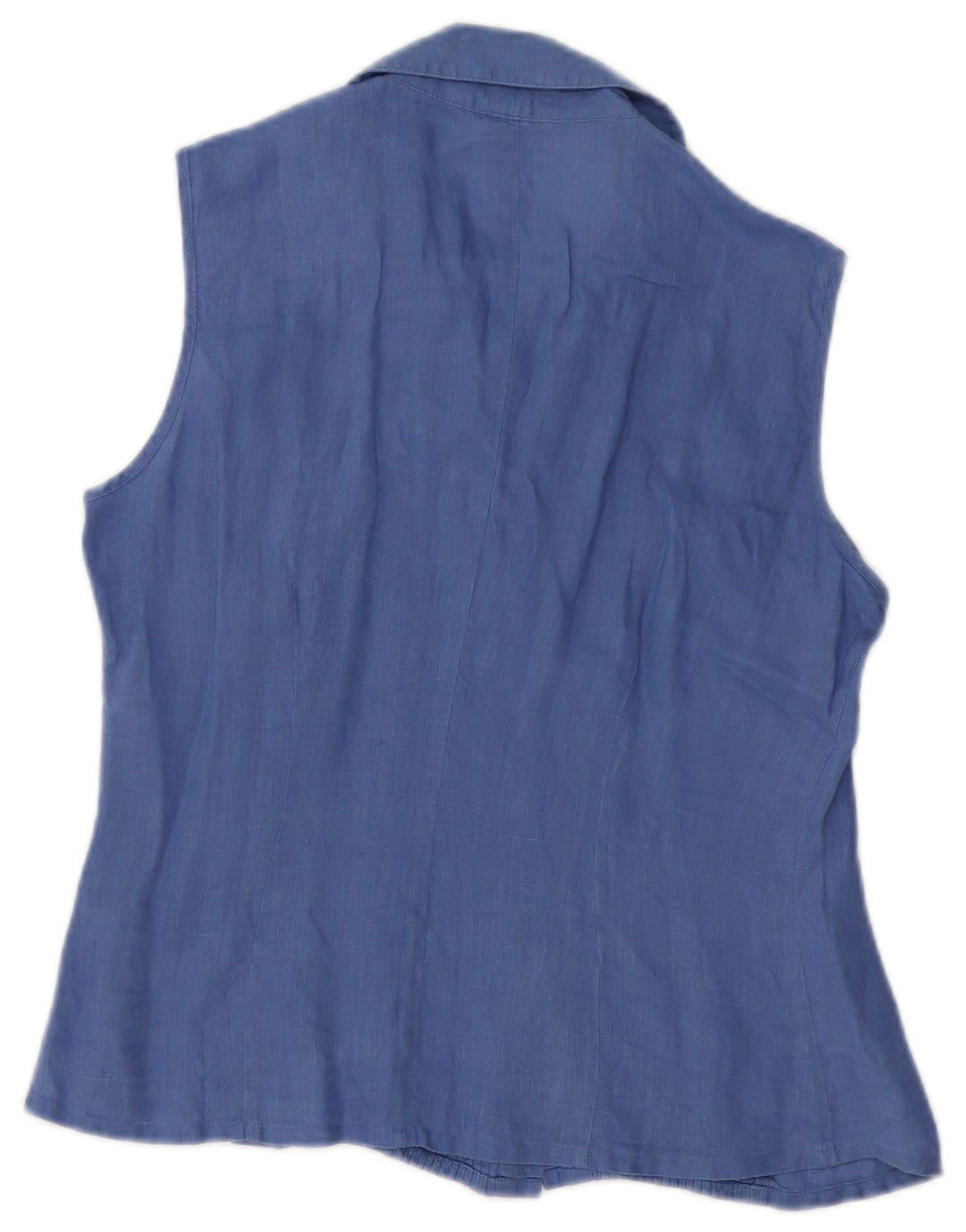 CHERIE Womens Sleeveless Shirt Blouse IT 42 Medium Blue Linen