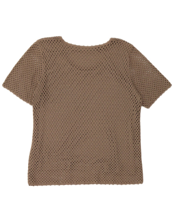 JAQUES VERT Womens Crochet Blouse Top UK 14 Medium Khaki Viscose