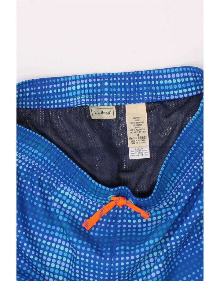 L.L.Bean Boys Swimming Shorts 15-16 Years Blue Spotted Polyester