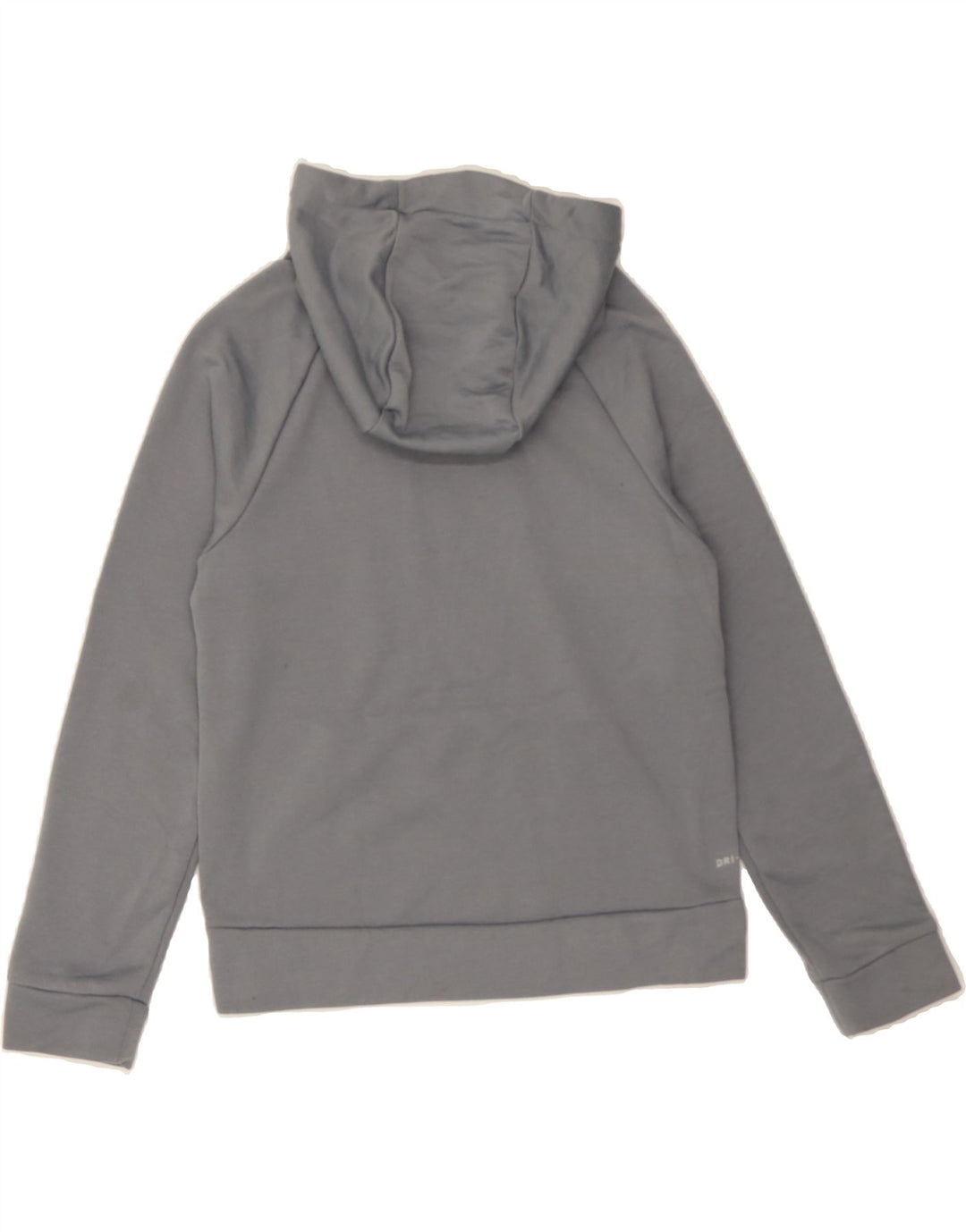 NIKE Boys Dri Fit Graphic Hoodie Jumper 10-11 Years Medium Grey Polyester Vintage Nike and Second-Hand Nike from Messina Hembry 