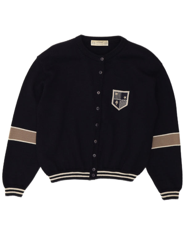 St Michael Womens Cardigan Sweater UK 16/18 Large Navy Blue Colourblock