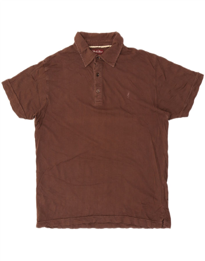 Marlboro Classics Mens Polo Shirt Large Brown Striped