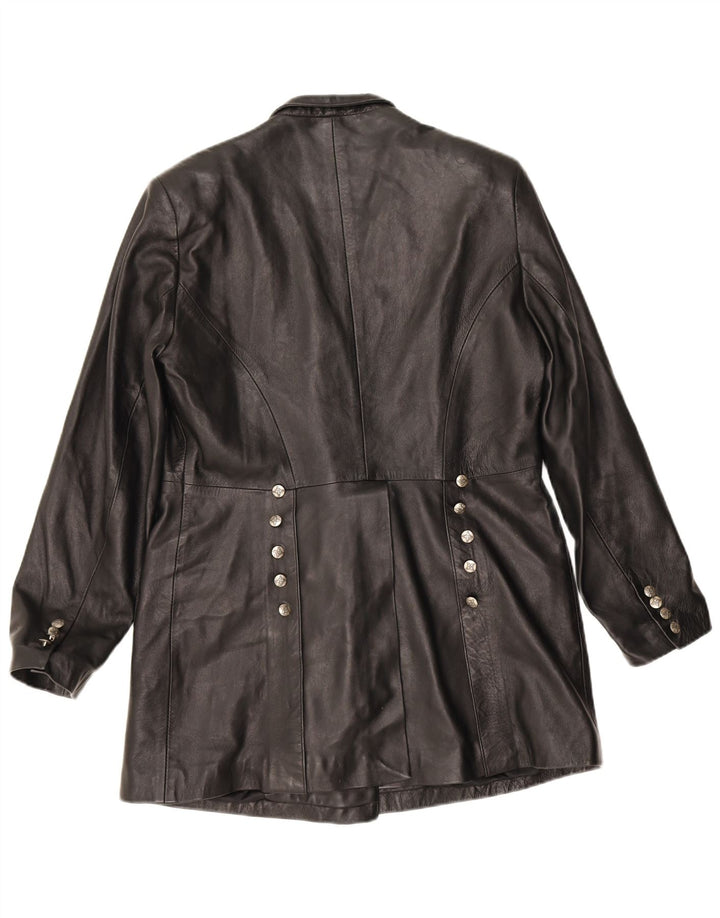 Vintage Womens Leather Coat UK 18 XL Black Leather
