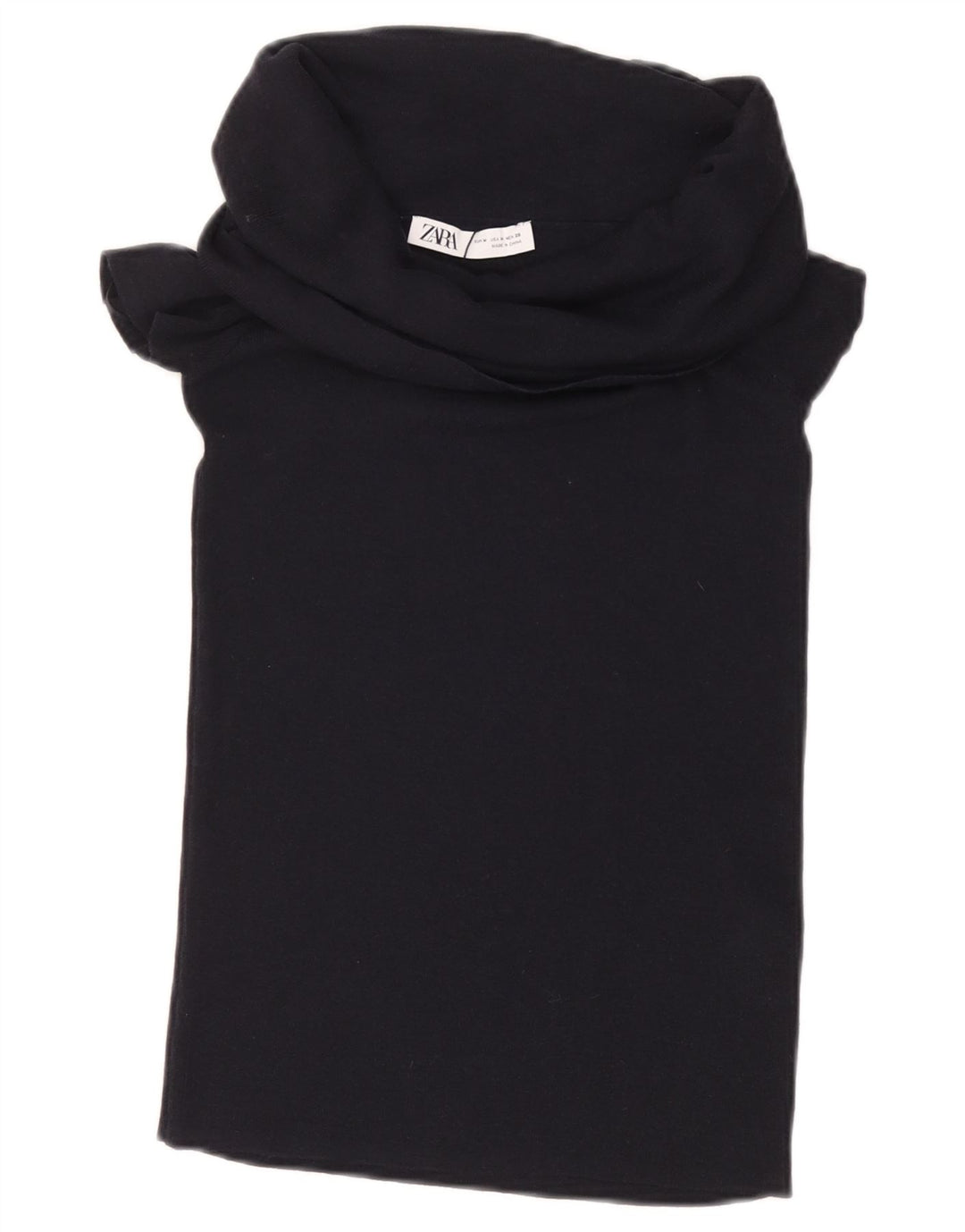 ZARA Womens Crop Blouse Top UK 12 Medium Black Viscose