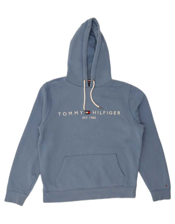 Tommy Hilfiger Mens Graphic Hoodie Jumper Medium Blue Cotton