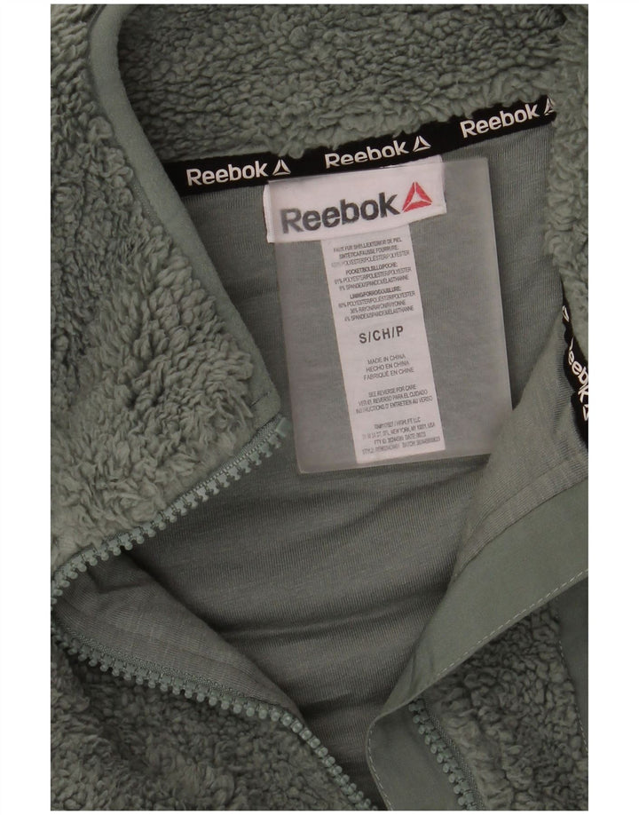 Reebok Womens Oversized Fleece Jacket UK 10 Small Green Polyester