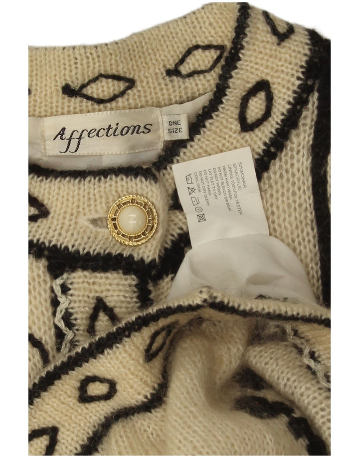Affections Womens Longline Cardigan Sweater One Size Off White Floral