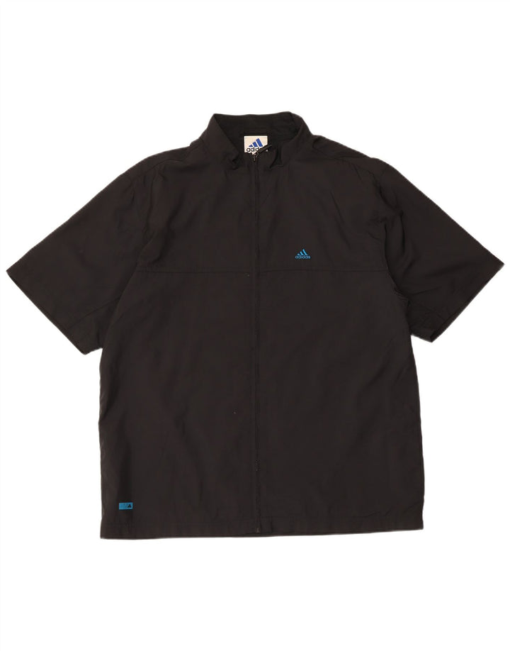 Adidas Mens Short Sleeve Tracksuit Top Jacket Small Black Polyester