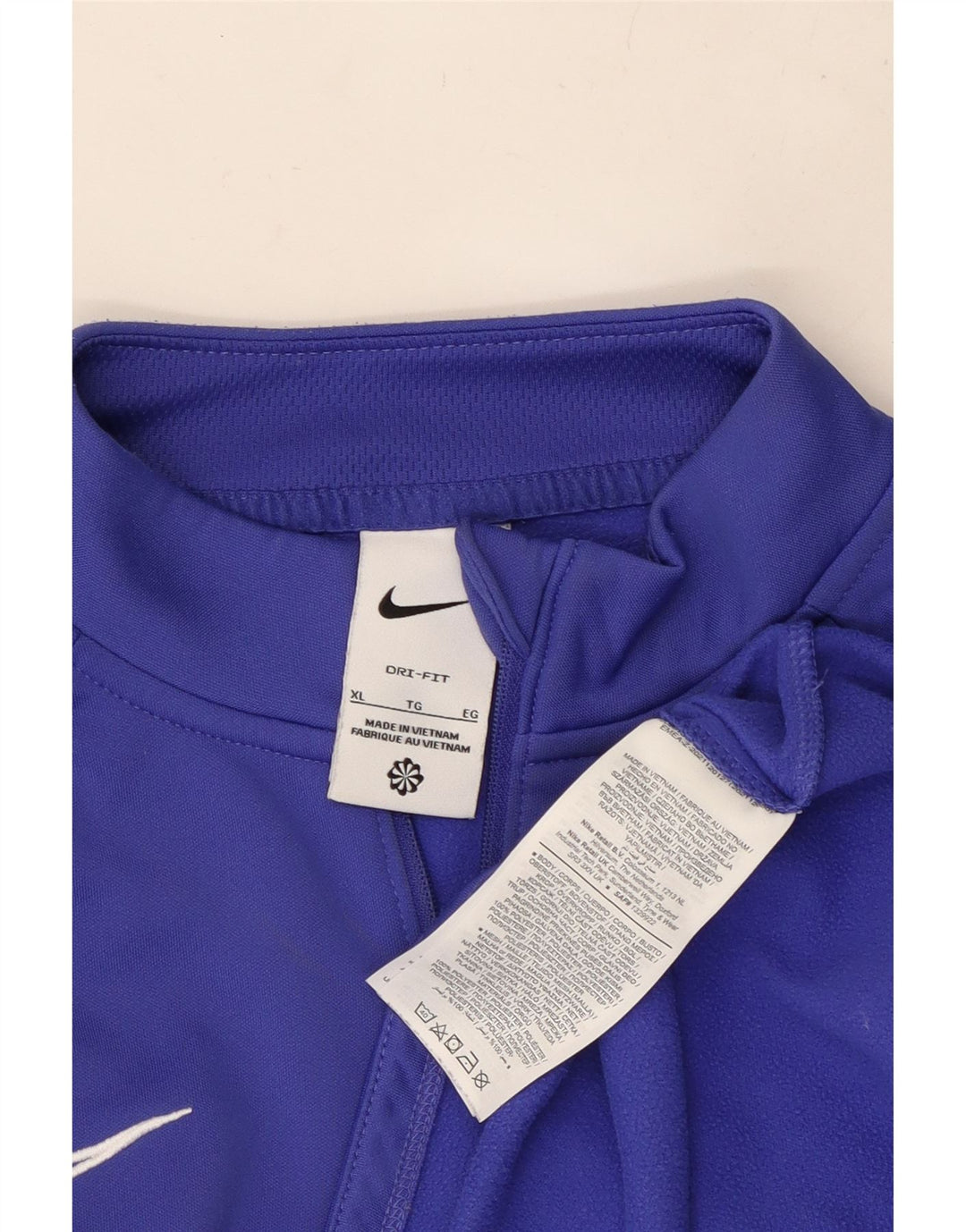 NIKE Mens Dri Fit Zip Neck Pullover Tracksuit Top XL Blue Polyester