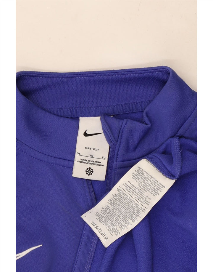 NIKE Mens Dri Fit Zip Neck Pullover Tracksuit Top XL Blue Polyester
