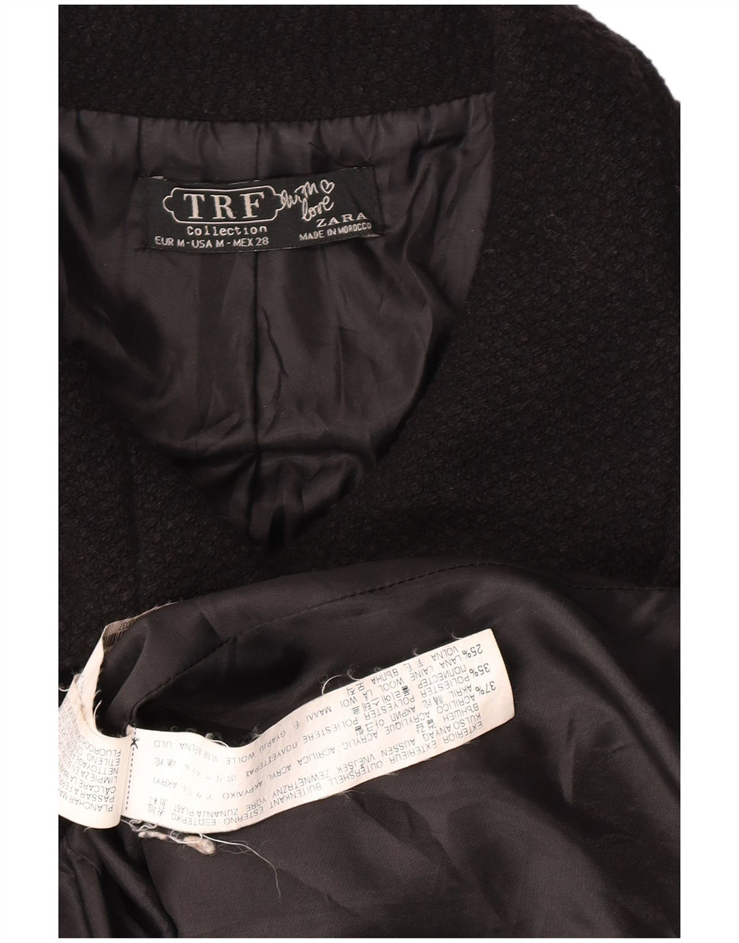 Zara Womens Overcoat UK 12 Medium Black Acrylic
