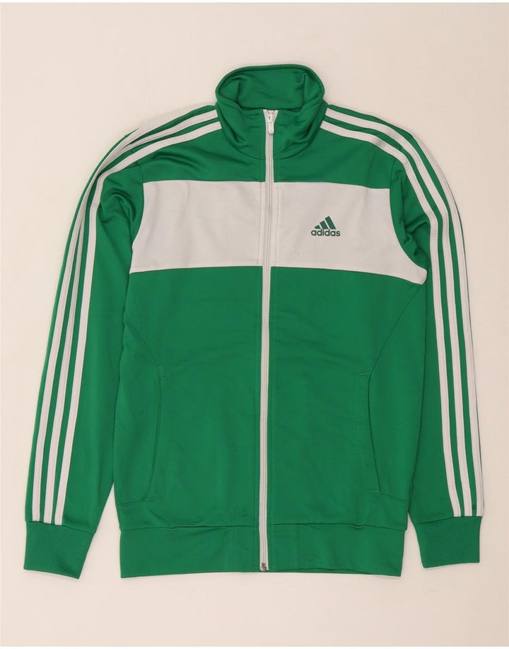 Adidas Mens Tracksuit Top Jacket UK 32/34 XS Green Colourblock Polyester