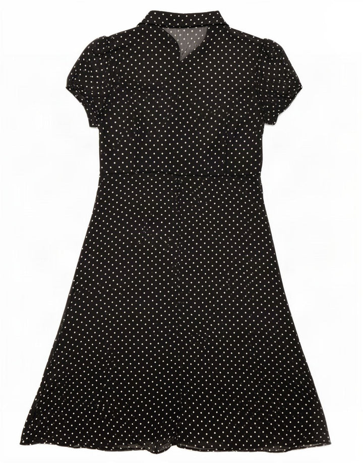 Marks & Spencer Womens See Through A-Line Dress UK 14 Medium Black Spotted