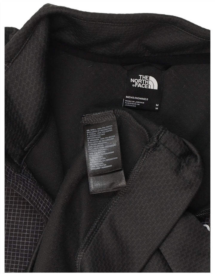 THE NORTH FACE Mens Zip Neck Sweatshirt Jumper Medium Grey Check Polyester