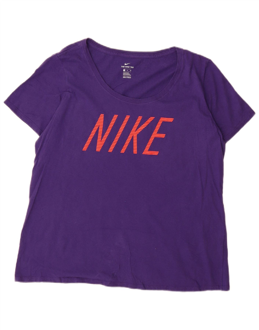 NIKE Womens Athletic Cut Graphic T-Shirt Top UK 18 XL Purple Cotton