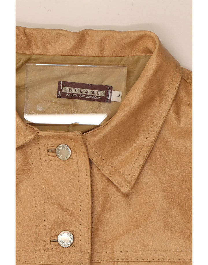 PLEASE Womens Leather Jacket UK 16 Large Beige Vintage Please and Second-Hand Please from Messina Hembry 