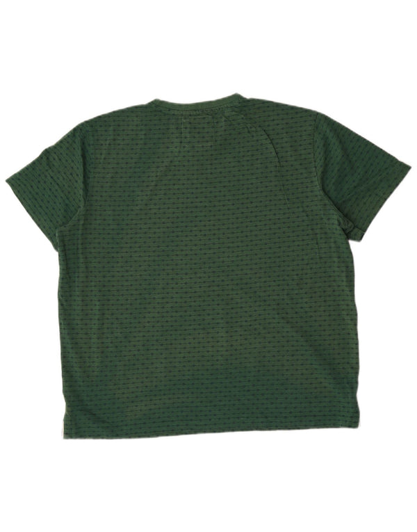 Crew Clothing Mens T-Shirt Top XL Green Polka Dot Cotton