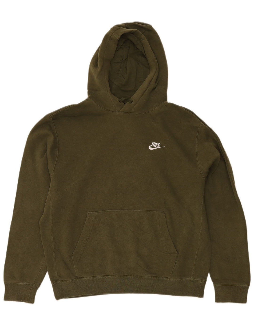 Nike Mens Hoodie Jumper Medium Khaki Cotton