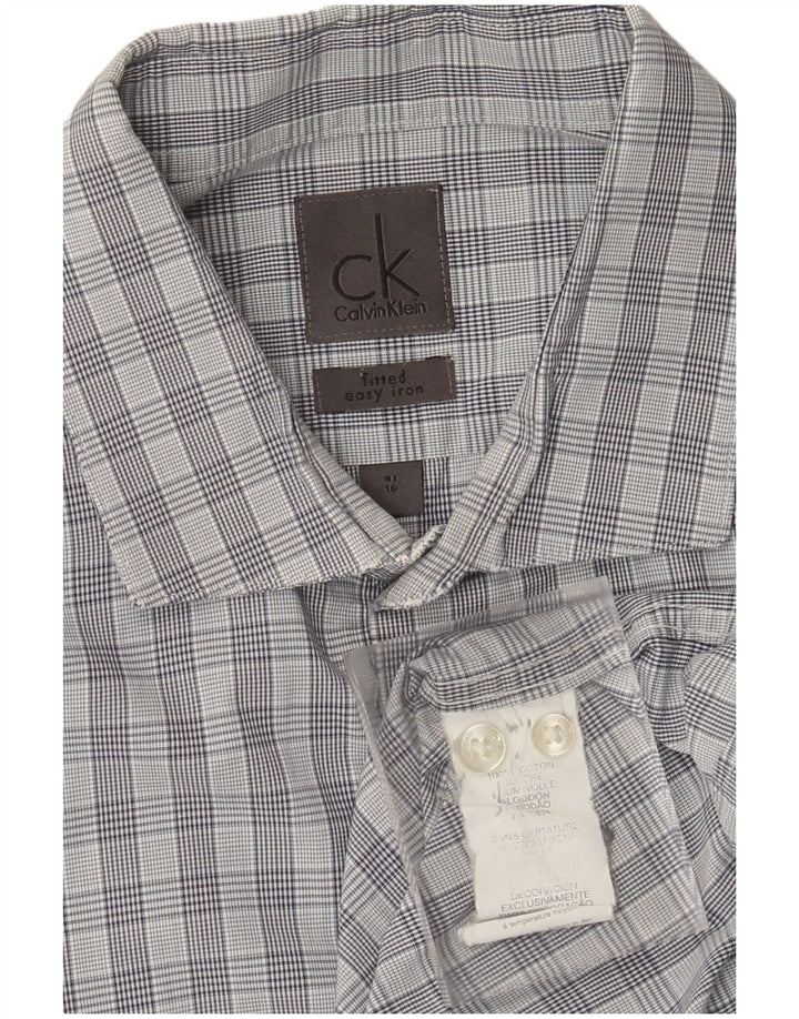 CALVIN KLEIN Mens Shirt Size 41 16 Large Grey Check Cotton