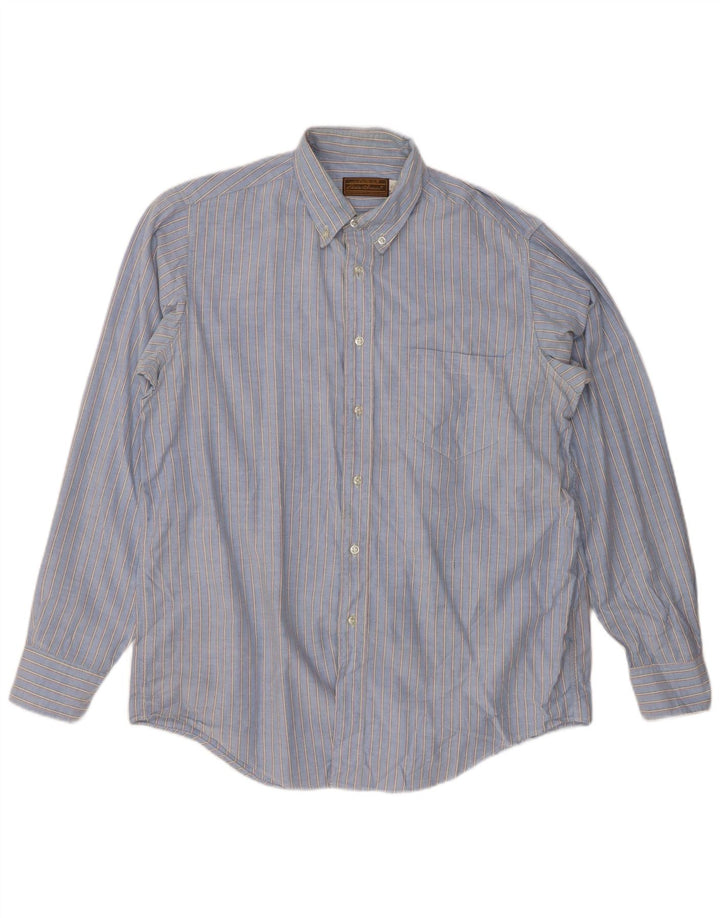 EDDIE BAUER Mens Shirt XL Blue Pinstripe