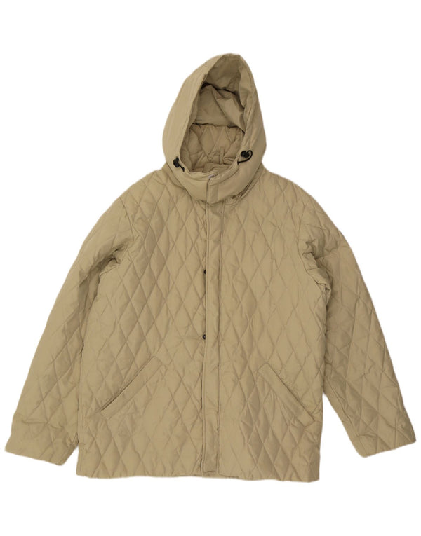 Sergio Tacchini Mens Hooded Quilted Jacket UK 40 Large Beige
