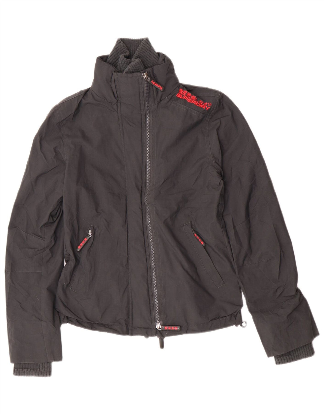 Superdry Womens Graphic Rain Jacket UK 10 Small Grey Nylon