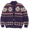 Vintage Mens Cardigan Sweater Medium Blue Fair Isle
