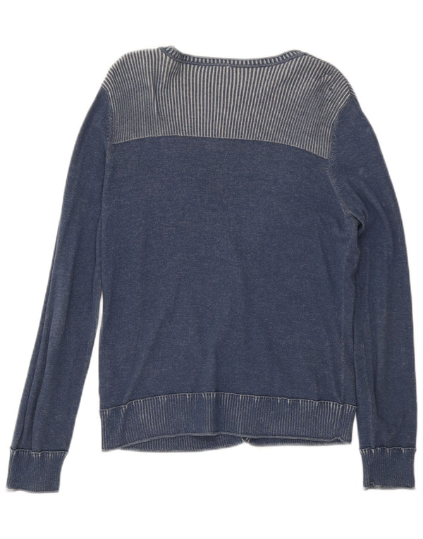 Esprit Womens Cardigan Sweater UK 18 XL Blue Pinstripe Cotton