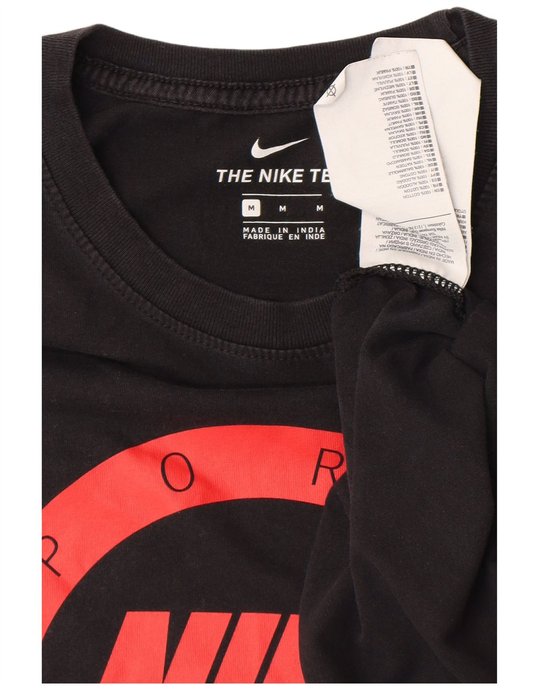 NIKE Mens Graphic T-Shirt Top Medium Black Cotton