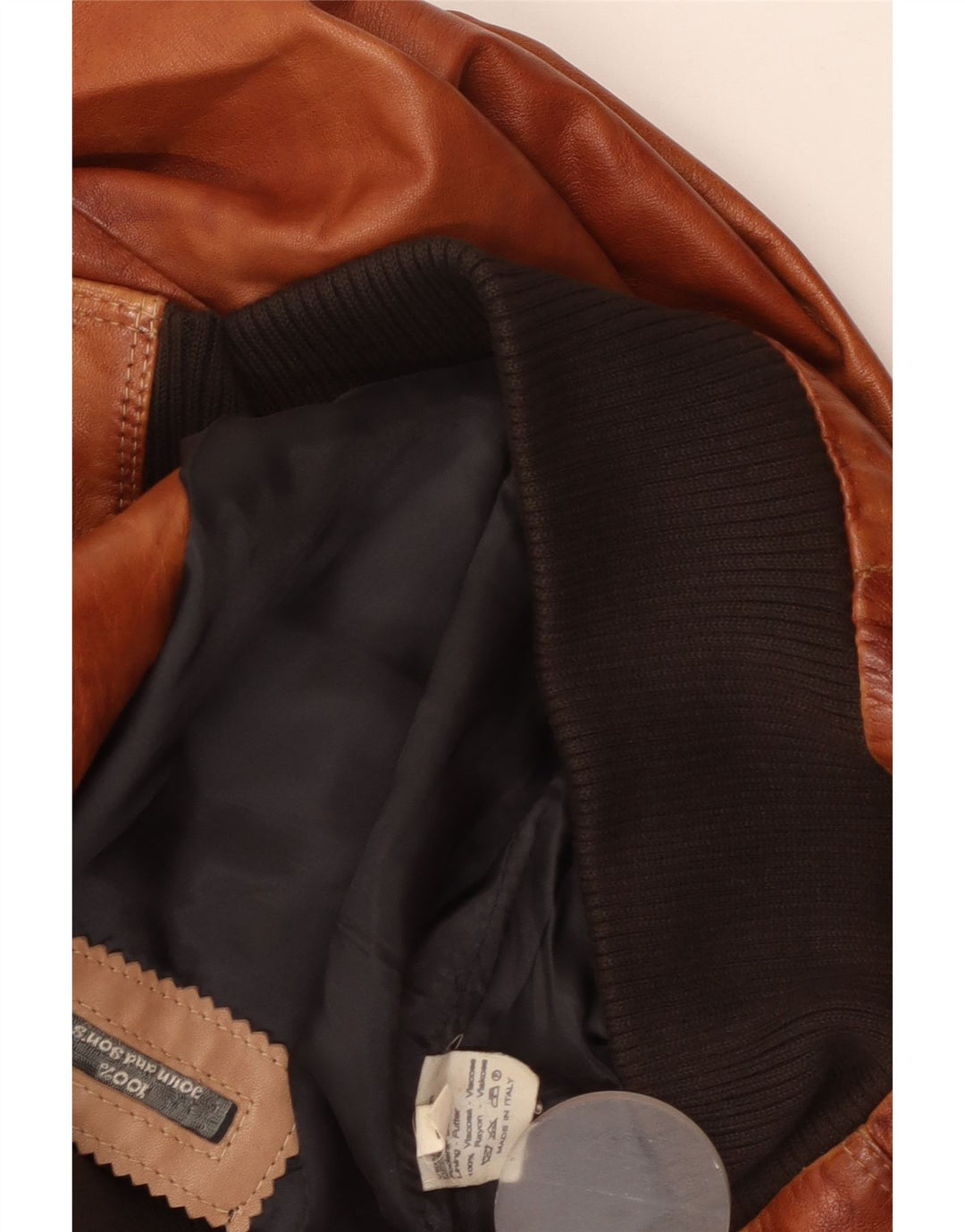 Vintage Mens Leather Jacket UK 38 Medium Brown Viscose