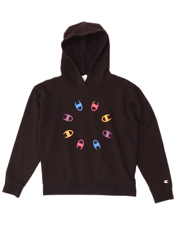 Champion Girls Graphic Hoodie Jumper 13-14 Years XL Black Sports