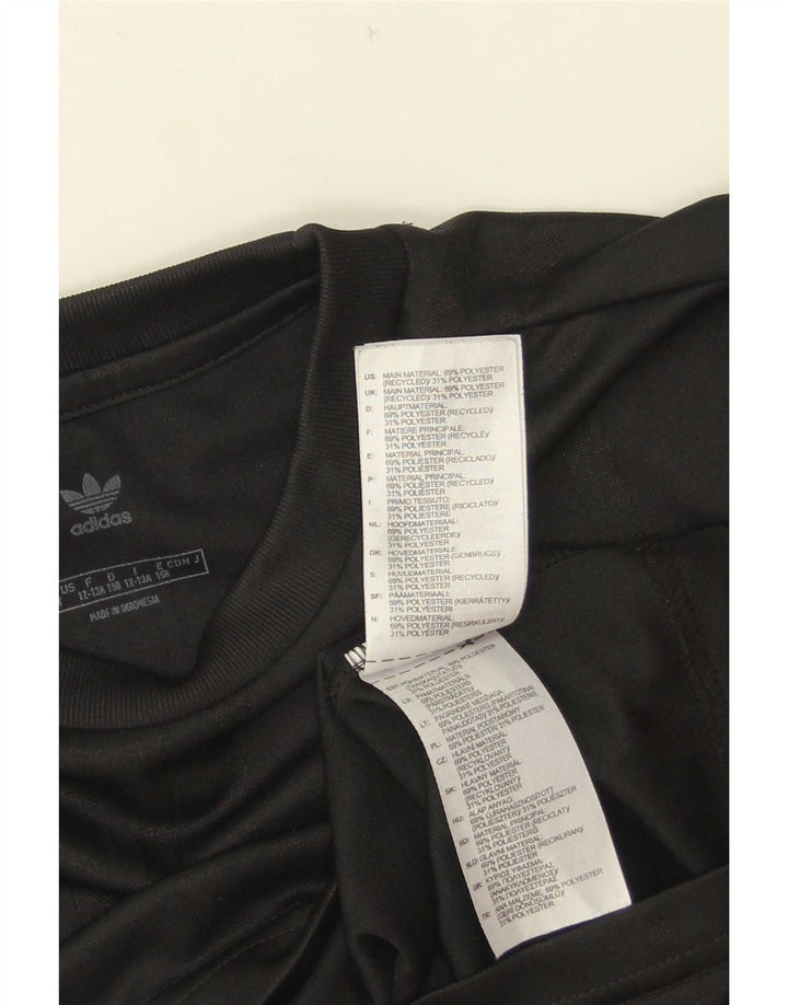 Adidas Boys Graphic T-Shirt Top 12-13 Years Black Polyester