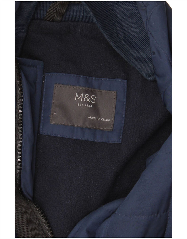 Marks & Spencer Mens Padded Jacket UK 40 Large Navy Blue