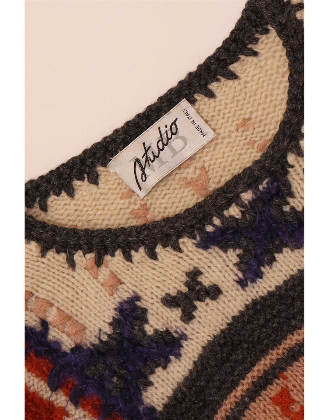 Studio MB Womens Crew Neck Jumper Sweater UK 14 Large Multicoloured Retro