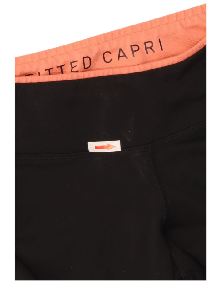 Reebok Womens Fitted Capri Leggings UK 14 Medium Black Polyester