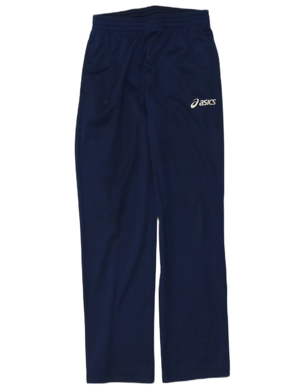 Asics Mens Regular Tracksuit Trousers Medium Navy Blue Polyester